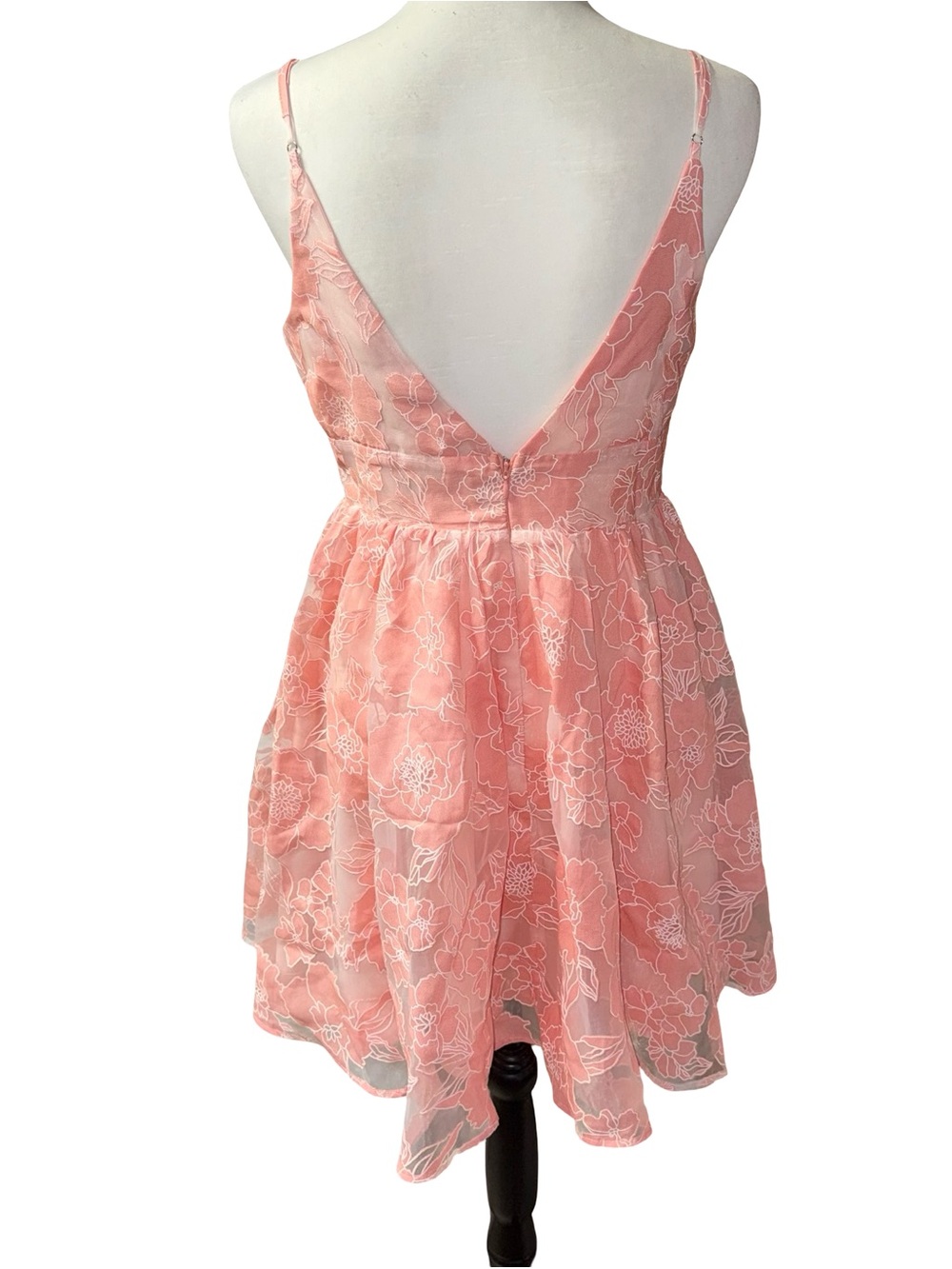 Lulus Floral Feelings Pink Floral Jacquard Babydoll Mini Dress women’s Medium - Picture 6 of 16